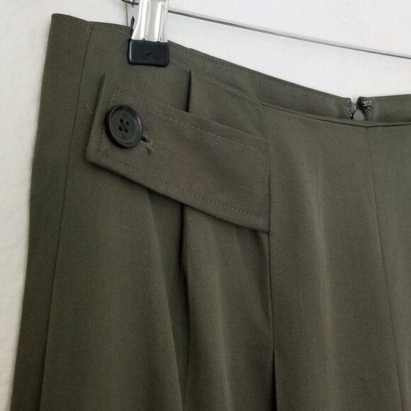 Banana Republic Tencel Pleated Pant Wide Leg Size 6 Steel Olive Green High Waist - Picture 7 of 15